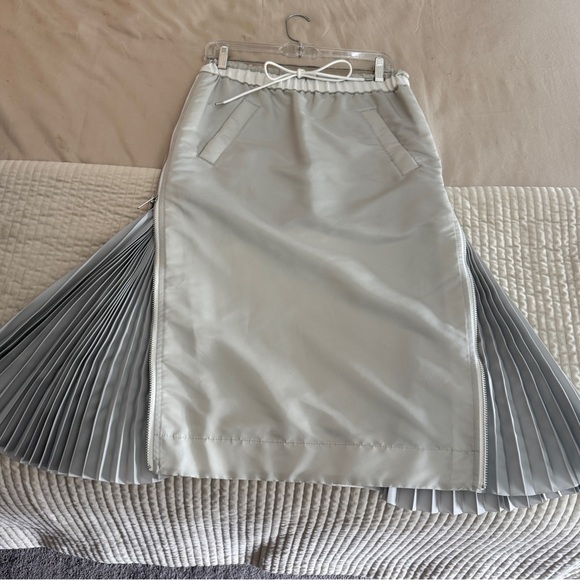 Sacai Dresses & Skirts - Sacai Asymmetrical Nylon Silver Skirt with Side Zips
